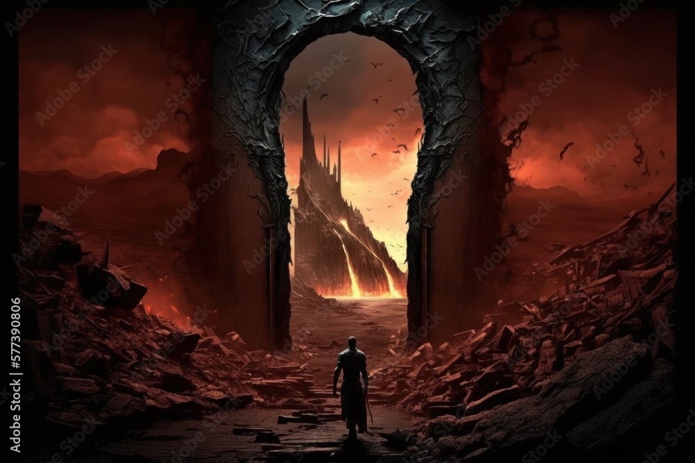 Dante's Inferno Entry Gate Concept Illustration ilustración de Stock