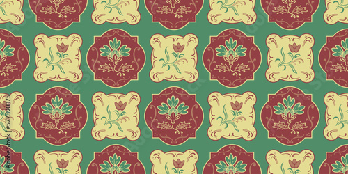 Colored vintage decorative texture. Elegant floral vector background with tiles.
