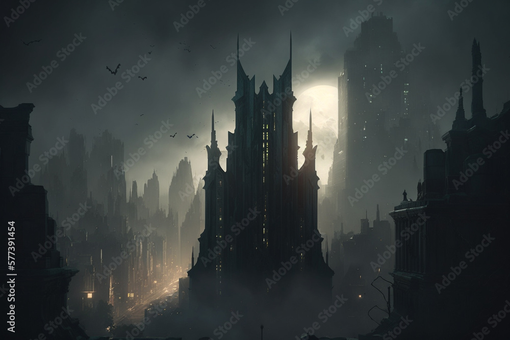 Naklejka premium city castle in the night