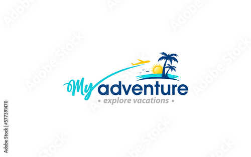 Illustration vector graphic of the tour and travel agency logo design template