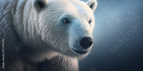 Fotografering Close Up of Polar Bear's Face, the King of Arctic Predators