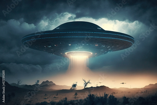 ufo in the background created with Generative AI technology
