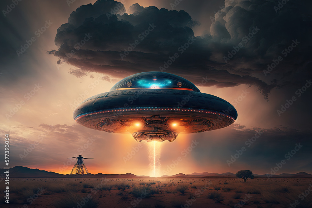 ufo in the background created with Generative AI technology ufo in the background created with Generative AI technology