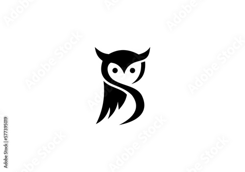 owl logo, owl line art design template
