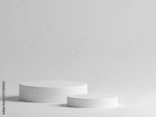 3d render minimal white podium product display empty background