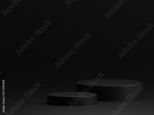 3d render luxury minimal product display podium on black background