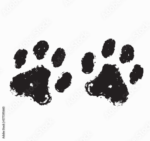 Paw print distressed, dirty vector illustration