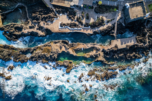 Aerial view above the beautiful village of Garachico in Tenerife  Canary Islands