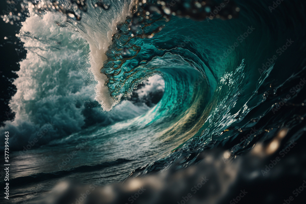 fresh blue green sea wave Generative AI