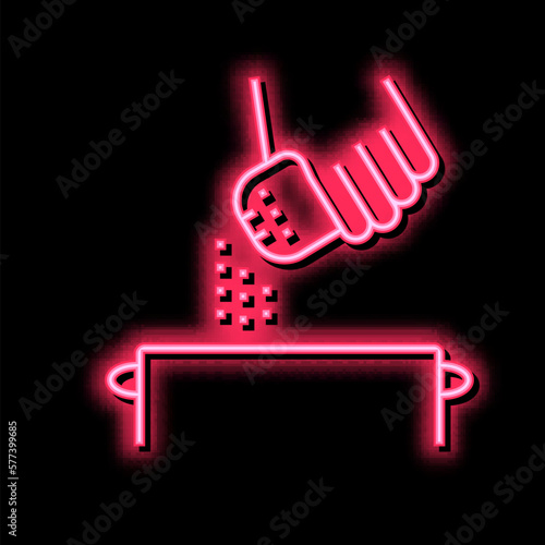salting cooking meal neon glow icon illustration