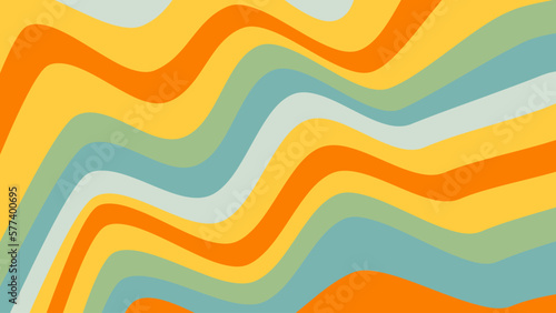 Abstract background of Psychedelic groovy waves design in 1970s Hippie Retro style. Vector pattern ready to use for textile, cloth, wrap and other.