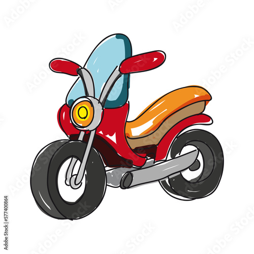 red motor scooter isolated on white, vector illustration