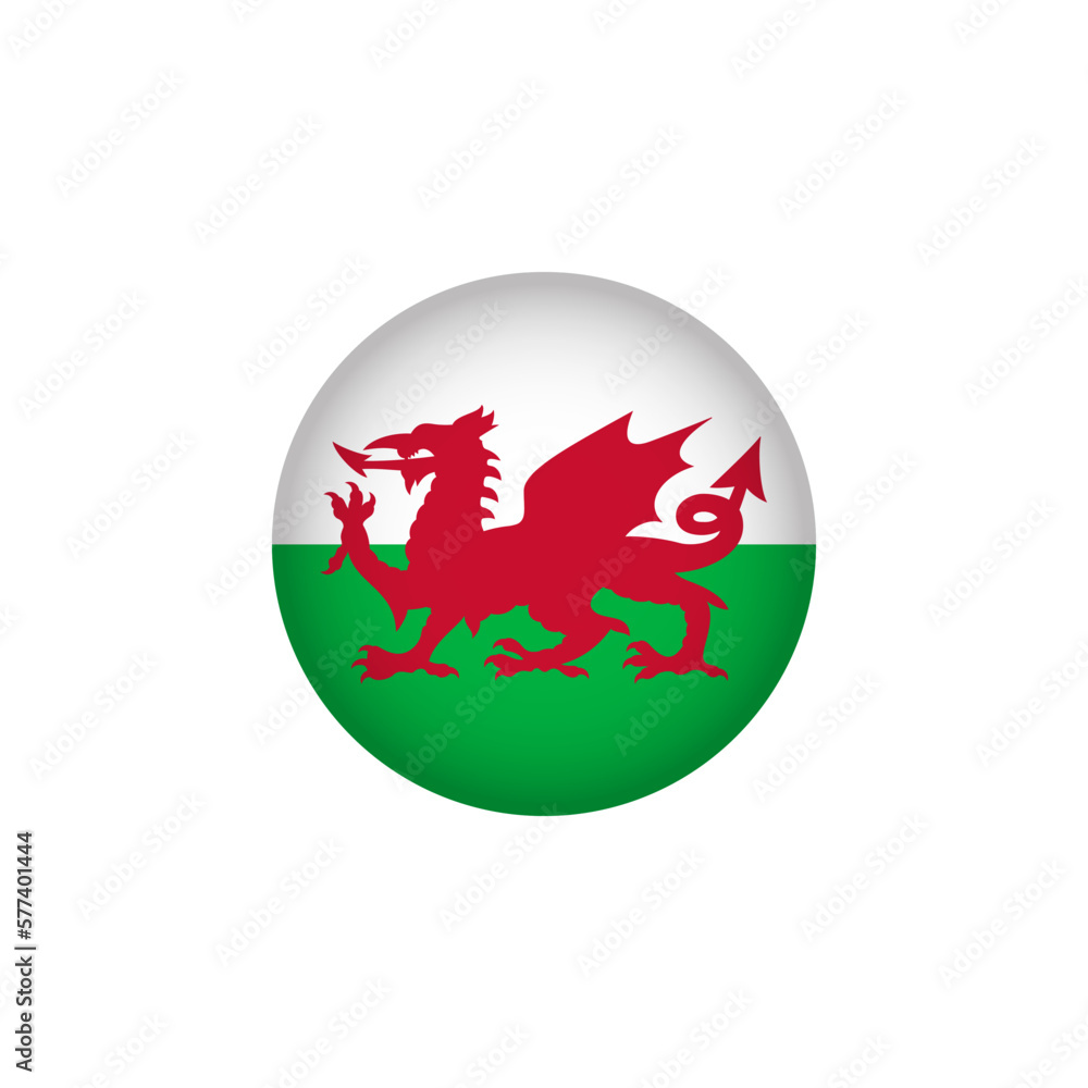 Wales Europe Flag Icon. European Country Circled Flag. Stock Vector Graphics Element isolated on white background