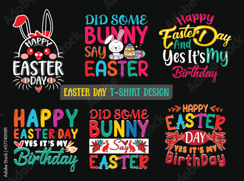 Easter day t-shirt design bundle, Easter Typography vector t-shirt design bundle . Typography graphic vector t-shirt design. Easter shirt apparel, spring holiday. Easter Funny Quotes t-shirt for kids 
