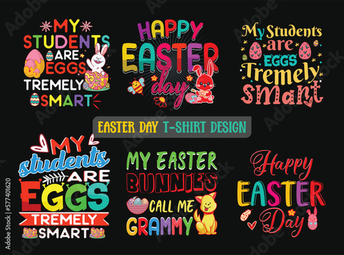 Easter day t-shirt design bundle, Easter Typography vector t-shirt design bundle . Typography graphic vector t-shirt design. Easter shirt apparel, spring holiday. Easter Funny Quotes t-shirt for kids 