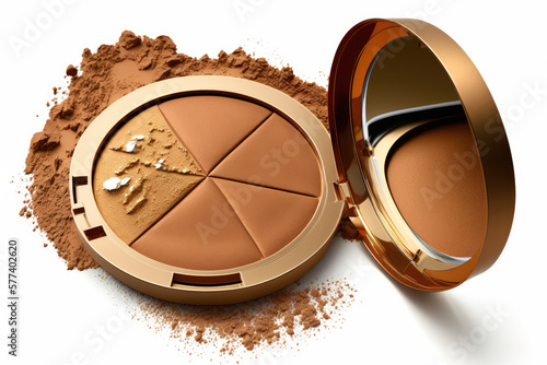 bronzer broken up on an isolated white background made with generative ai photo