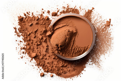 bronzer broken up on an isolated white background made with generative ai photo