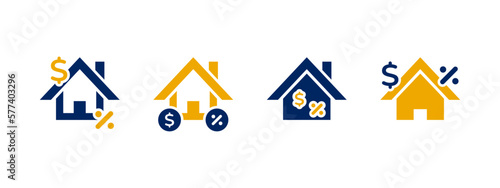 increase rate icon vector illustration. home with money and percent in flat style concept - stock vector.	