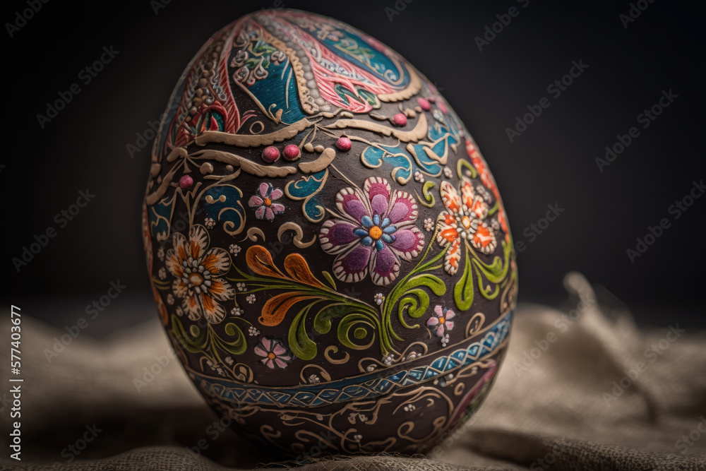 Easter egg, colorful, artistic hand painting, generative AI Easter egg, colorful, artistic hand painting, generative AI