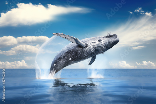 whale jumping out of ocean water made by generative ai © Artificial Dream