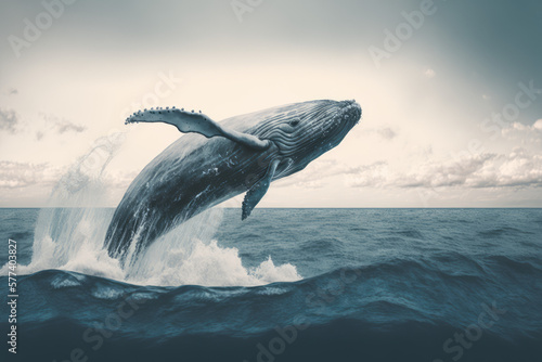 whale jumping out of ocean water made by generative ai © Artificial Dream