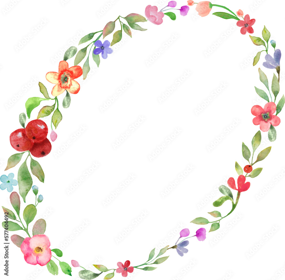 Monogram letter O made of watercolor flowers, leaves, branches, berries. Hand drawing illustration isolated on white background. Vector EPS.