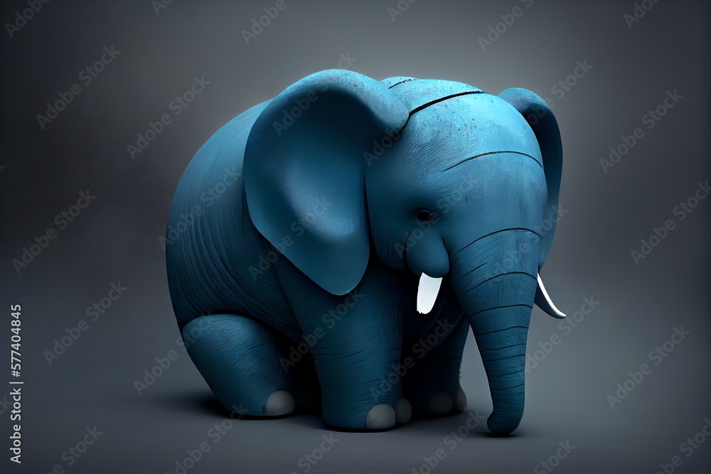Blue Monday Elephant Concept, The Most Sad And Depressing Day Of The Year. Generative AI Blue Monday Elephant Concept, The Most Sad And Depressing Day Of The Year. Generative AI