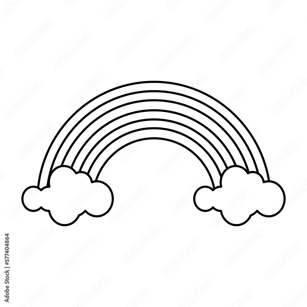 Rainbow with clouds icon on transparent background. Rainbow with clouds icon on transparent background.