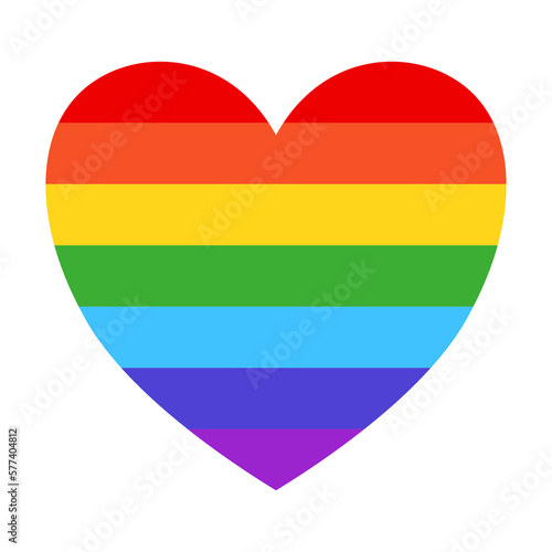 Rainbow heart shape icon on transparent background. 