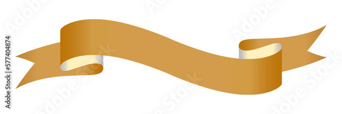 Collection of Blank Ribbon Banner in Gold Colors.