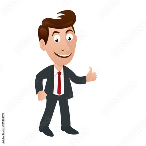Illustration représentant un personnage en costume cravate, levant le pouce en signe de satisfaction.