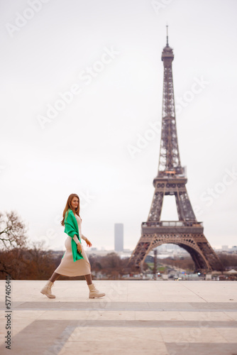 Young beautiful woman, walking at Trocadero, Paris © radudumitrescu