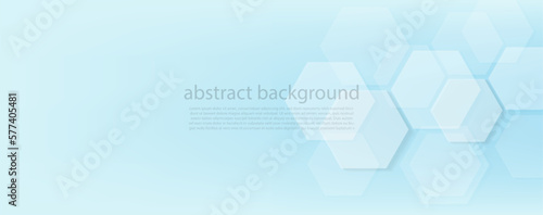 Geometric abstract background with blue hexagons. Structure molecule and communication. Science, technology and medical concept. Vector illustration