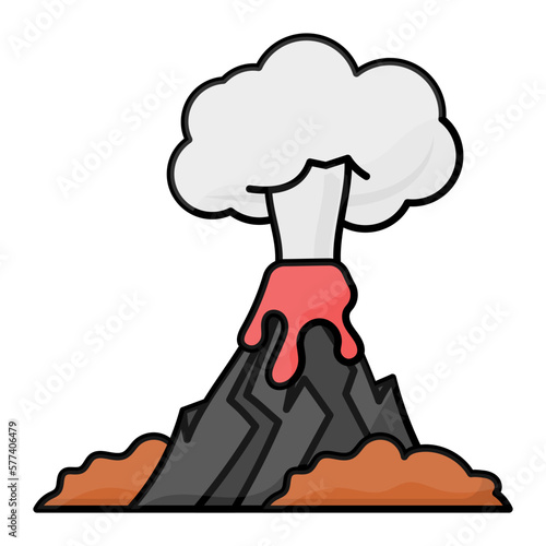 Natural causes  Volcanic gases outline color concept, acid rain vector icon design, Environmental pollution symbol, Chemical Biological contamination sign, Pollutants illustration 