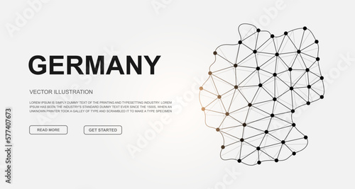 Germany low poly symbol with connected dots for landing page. Germany map design illustration concept. Polygonal Country map illustration