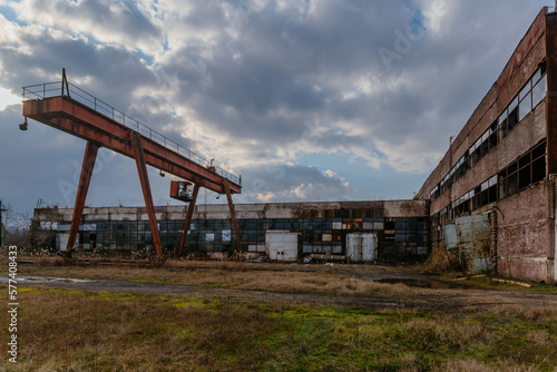 Industrial area, old shabby abandoned industrial buildings