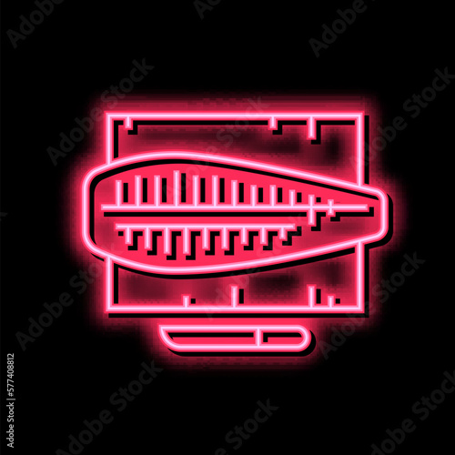 butchering tuna fish neon glow icon illustration