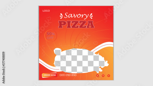 
Modern fast food soscial media post or instagram post design vector template for marketing agency, Fresh pizza, burger & pasta online sale promotion flyer or poster.