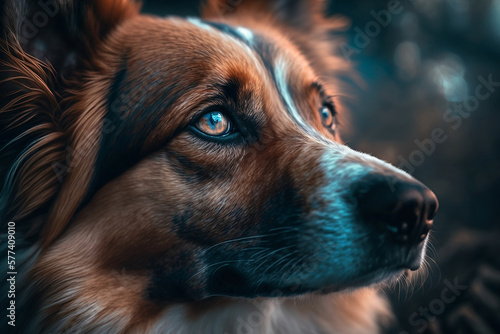 Incredible Dog Closeup: Stunning Headshot Featuring Detailed Face and Eyes. Generative AI