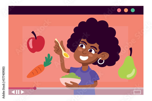 afro woman female blogger
