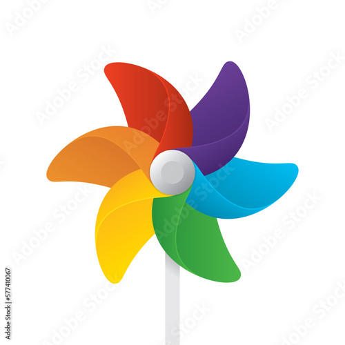 Vector ralistic colored Windmill. Isolated on white background.