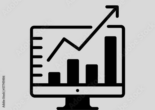 graph on laptop with arrow