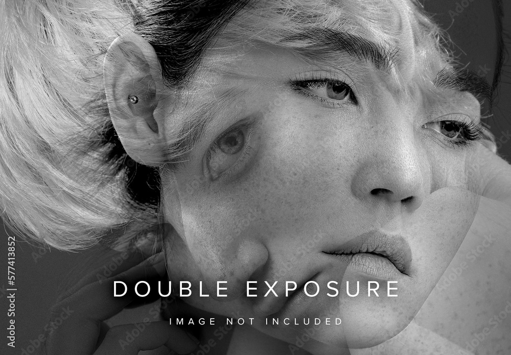 Monotone Double Exposure Photo Effect Mockup Stock Template | Adobe Stock