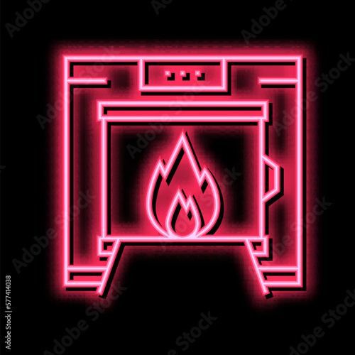 crematorium equipment neon glow icon illustration