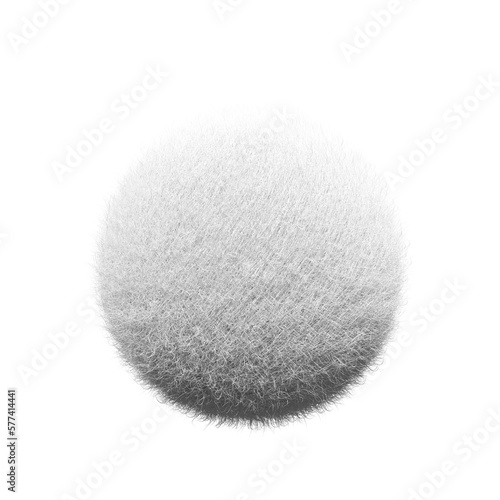 white ball Fur 3D element render, Typography fluffy style