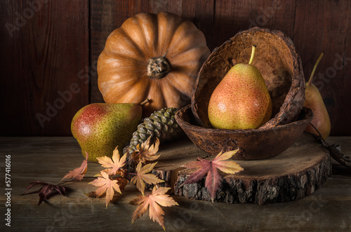 Pumpkin and fruits with nuts