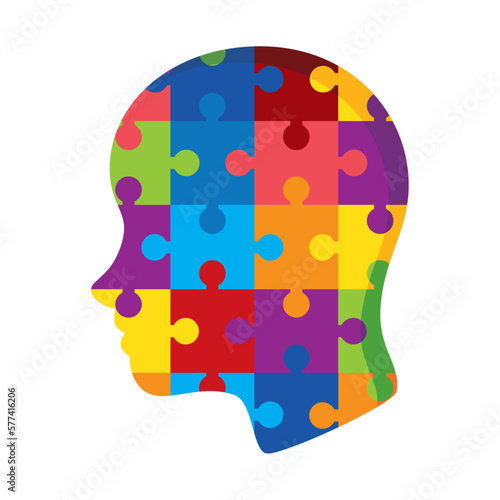 puzzle pieces forming profile