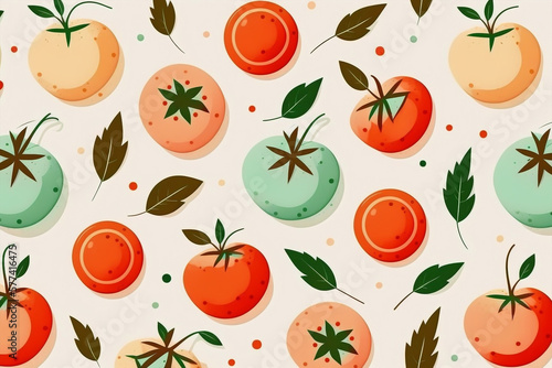 flat lay pattern seamless vegetables on pastel backgorund, generative ai illustration