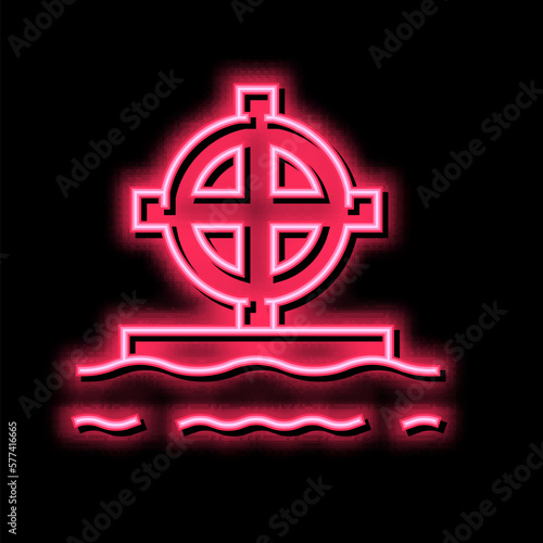 tomb cross neon glow icon illustration