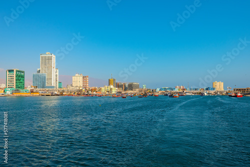 Skyline of downtown and marina of Iquique from the sea, Chile © Jose Luis Stephens
